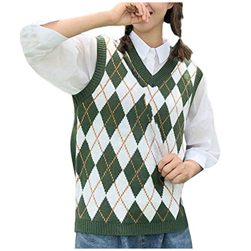 Tomwell Pullunder Damen Strick V Ausschnitt Kariert Weste Mädchen Strickweste Kurz Ärmellos Preppy Style Argyle Karo Weste Herbst A Grün S Tomwell Pullunder Damen Strick V Ausschnitt Kariert Weste Mädchen Strickweste Kurz Ärmellos Preppy Style Argyle Karo Weste Herbst A Grün S von Tomwell