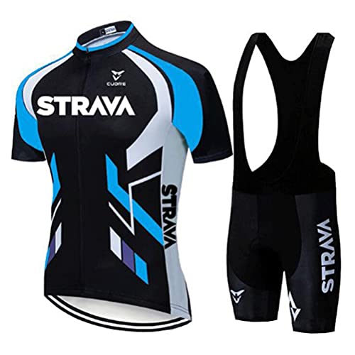 Tomwell Radtrikot Set,Fahrradtrikot Herren,Fahrradtrikot Kurzarm + Radhose,Fahrradbekleidung Set Herren Radtrikot Set Riemenshorts L Blau XXL von Tomwell