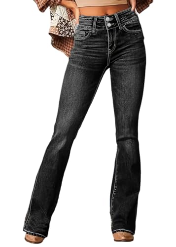 Tomwell Schlaghose Damen Jeans High Waist Bootcut Denim Hosen Retro Flared Jeans A Schwarz XXL von Tomwell
