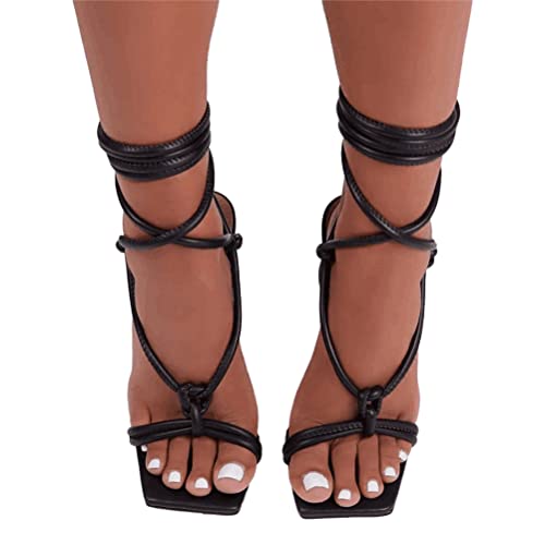 Tomwell Sexy High Heels für Damen Sommer Sandalen mit Fischmaul Gefrostete Stiletto-Sandalen mit Offenem Zeh Party Elegant Peep Toe Pumps Basic Schuhe Abendschuhe A Schwarz 39 EU von Tomwell