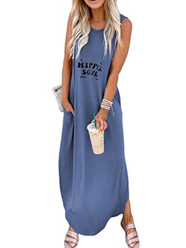 Tomwell Sommerkleid Leinen Kleider Damen V-Ausschnitt Strandkleider Einfarbig A-Linie Kleid Boho Knielang Kleid 3 Blau 38 von Tomwell