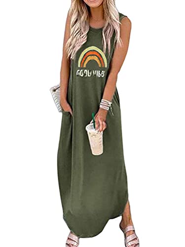 Tomwell Sommerkleid Leinen Kleider Damen V-Ausschnitt Strandkleider Einfarbig A-Linie Kleid Boho Knielang Kleid 4 Grau 46 von Tomwell