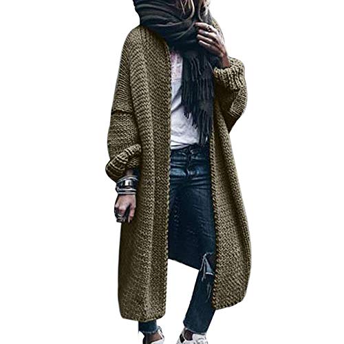 Tomwell Strickjacke Damen Gestrickt Strickmantel Grobstrick Pullover Open Front Strickcardigan Lang Mantel Verdicken Wollmantel Winterjacke Langstrickjacke Übergroß Lose (3XL, Grün) von Tomwell