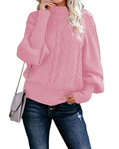 Tomwell Strickpullover Damen Oversize Pullover Grobstrick Winterpullover Strickpulli Sweater lässig Outwear Casual Elegant Oberteil Rosa S von Tomwell