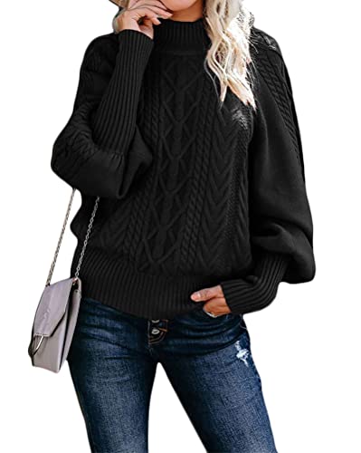 Tomwell Strickpullover Damen Oversize Pullover Grobstrick Winterpullover Strickpulli Sweater lässig Outwear Casual Elegant Oberteil Schwarz M von Tomwell