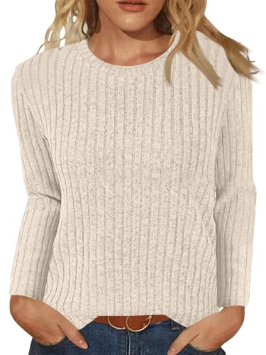 Tomwell Strickpullover Rundhals Damen Herbst Pullover Einfarbig Langarmshirt Sweatshirt Frauen Freizeit Oberteile A Aprikose M von Tomwell