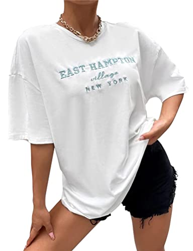 Tomwell T Shirt Damen Kurzarm Sport Sommer Oberteile Oversize T-Shirt mit Sonne und Mond Muster Sweatshirt Lose Rundhals Drucken Bluse Teenager Mädchen Tunika Top Lang T2 Weiß XXL Tomwell T Shirt Damen Kurzarm Sport Sommer Oberteile Oversize T-Shirt mit Sonne und Mond Muster Sweatshirt Lose Rundhals Drucken Bluse Teenager Mädchen Tunika Top Lang T2 Weiß XXL von Tomwell