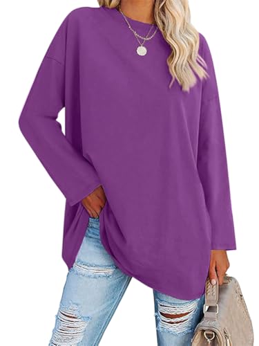 Tomwell T Shirt Damen Rundhals Langarm Oberteile Oversize Pullover Winter Longshirt Casual Basic Shirt Tunika A Violett S Tomwell T Shirt Damen Rundhals Langarm Oberteile Oversize Pullover Winter Longshirt Casual Basic Shirt Tunika A Violett S von Tomwell