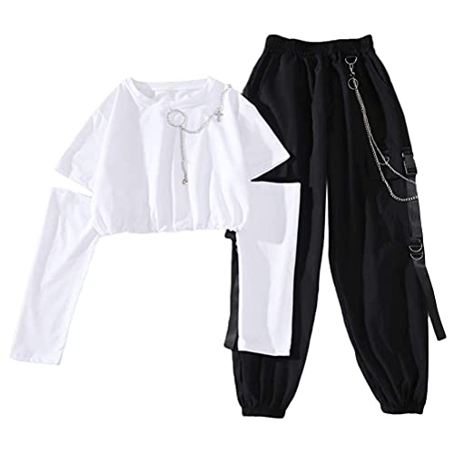 Tomwell Traingsanzug Damen Jogginganzug Zweiteiler Set Sportanzug Freizeitanzug Fitness Zipper Sweatshirt Lange Hose Streetwear Outfit Sport Bekleidungsset D1 Weiß S von Tomwell