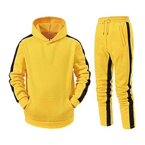 Tomwell Trainingsanzug Herren Jogginganzug Sportanzug Sporthose+Hoodie Männer Trainingsanzüge Set Sporthose Freizeitanzug Reißverschlussjacke mit Kapuze Zweiteilige F Gelb S von Tomwell