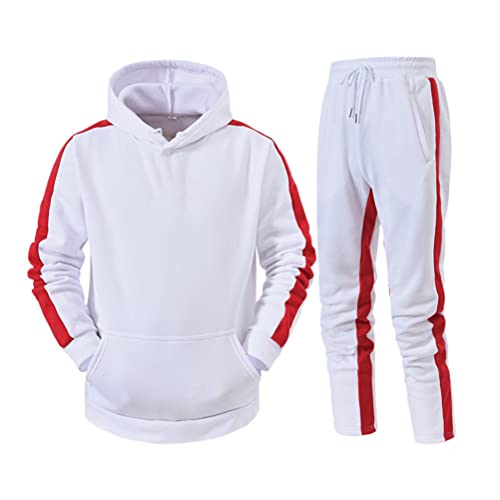 Tomwell Trainingsanzug Herren Jogginganzug Sportanzug Sporthose+Hoodie Männer Trainingsanzüge Set Sporthose Freizeitanzug Reißverschlussjacke mit Kapuze Zweiteilige F Weiß S von Tomwell