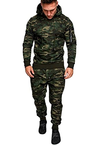 Tomwell Trainingsanzug Herren Jogginganzug Sportanzug Sporthose+Hoodie Männer Trainingsanzüge Set Sporthose Freizeitanzug mit Kapuze Zweiteilige B Grün XL von Tomwell