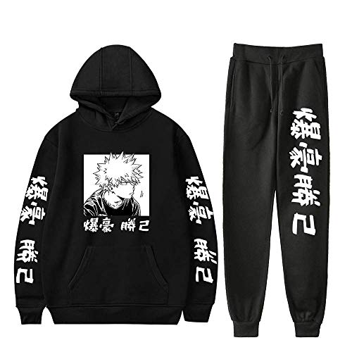 Tomwell Unisex Herren Damen My Hero Academia Hoodie und Jogginghose Set Bakugou Katsuki Männer Sporthose und Kapuzenpullover Sportanzug Jogginganzug C Schwarz S von Tomwell