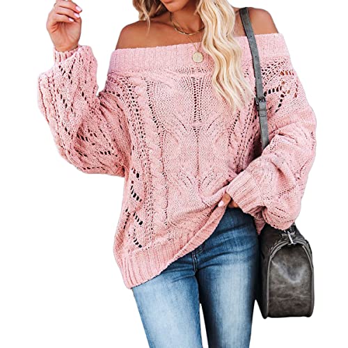 Tomwell Weihnachtspulli Damen Langarm Rundhals Sweatshirt Weihnachten Pullover Shirt mit Liebesdruck Pullover Jumper Pulli A Rosa S von Tomwell