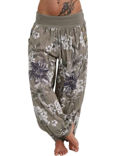 Tomwell Yogahose Damen Lässige Blumenmuster Haremshose Lang Strandhose mit Taschen A Armeegrün M Tomwell Yogahose Damen Lässige Blumenmuster Haremshose Lang Strandhose mit Taschen A Armeegrün M von Tomwell