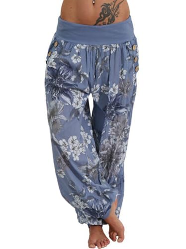 Tomwell Yogahose Damen Lässige Blumenmuster Haremshose Lang Strandhose mit Taschen A Blau M Tomwell Yogahose Damen Lässige Blumenmuster Haremshose Lang Strandhose mit Taschen A Blau M von Tomwell
