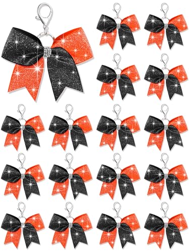 Tondiamo Cheer Bow Keychain Cheer Keychain with Rhinestones Cheerleader Keyrings for Teen Cheerleading Sports Accessory, Glitzer-Orange und Schwarz, 1.6 × 4.9 inches von Tondiamo