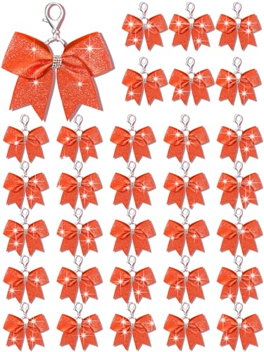 Tondiamo Cheer Bow Keychain Cheer Keychain with Rhinestones Cheerleader Keyrings for Teen Cheerleading Sports Accessory, glitter orange von Tondiamo
