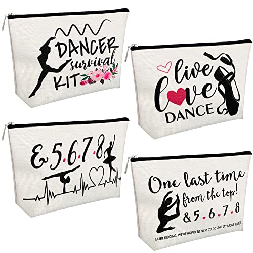 Tondiamo Kosmetiktasche für Tänzerin, Tanz, Make-up, Kosmetiktasche, Ballerina, Ballettliebhaber, Kulturbeutel, Reißverschluss, Reisetasche, Geschenk für Frauen, Mädchen, Lehrer, Team, 4 Stück, Beige Tondiamo Kosmetiktasche für Tänzerin, Tanz, Make-up, Kosmetiktasche, Ballerina, Ballettliebhaber, Kulturbeutel, Reißverschluss, Reisetasche, Geschenk für Frauen, Mädchen, Lehrer, Team, 4 Stück, Beige von Tondiamo