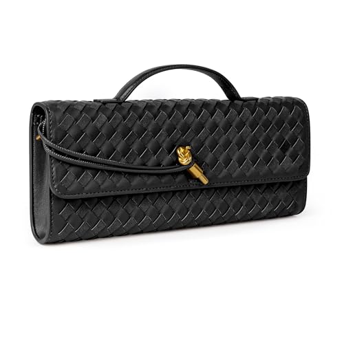 Tone Link. Abend-Clutch aus gewebtem Leder für Damen, Wildleder-Crossbody-Tasche mit verstellbarem Riemen, formelle Handtasche, Schwarz Tone Link. Abend-Clutch aus gewebtem Leder für Damen, Wildleder-Crossbody-Tasche mit verstellbarem Riemen, formelle Handtasche, Schwarz von Tone Link.