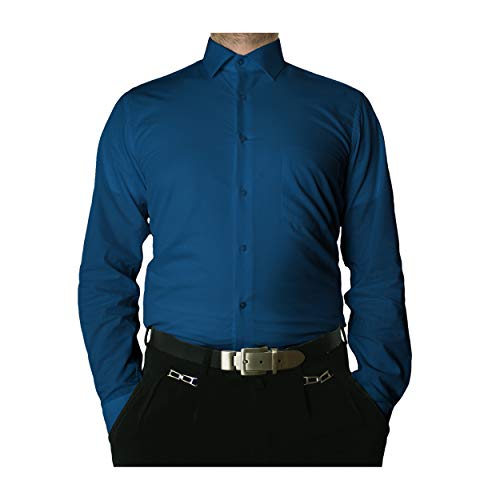 Tonelli Designer Herren Hemd Enzian Blau Bügelfrei klassischer Kragen Herrenhemd Kentkragen Langarm Größe XL 44 von Tonelli