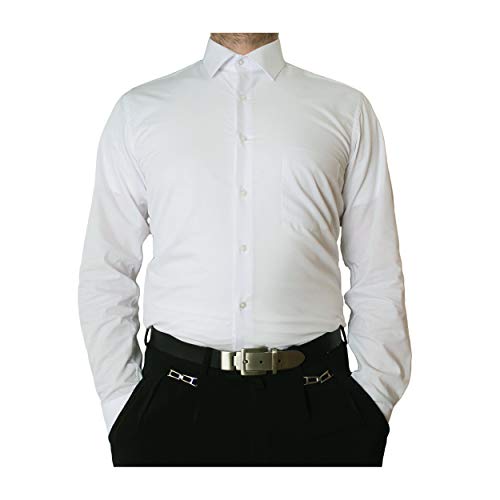 Tonelli Designer Herren Hemd Weiß Bügelfrei klassischer Kragen Herrenhemd Kentkragen Langarm Größe XXL 45 von Tonelli