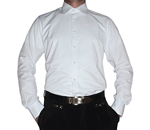 Tonelli Herren Designer Hemd Bügelfrei New Kent Kragen Herrenhemd K12 Slim Fit Weiß Gr. L 41-42 von Tonelli