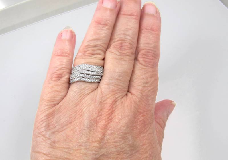 sterling Silber Cz Bandring Fünfreihiger Ewigkeits-Jubiläumsring sterling Silber Cz Bandring Fünfreihiger Ewigkeits-Jubiläumsring von TonettesTreasures