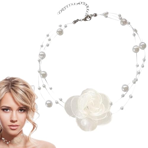 Tongfer Vintage-Perlen-Choker-Halskette, Choker-Halskette für Frauen, Blumen-Chocker-Perle, romantischer Blumen-Chocker für Frauen und Mädchen Tongfer Vintage-Perlen-Choker-Halskette, Choker-Halskette für Frauen, Blumen-Chocker-Perle, romantischer Blumen-Chocker für Frauen und Mädchen von Tongfer