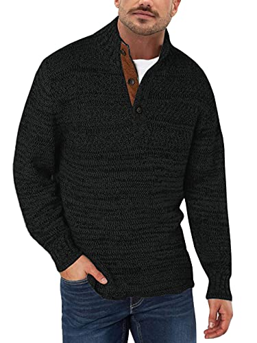 Tongmingyun Pullover Herren Strickpullover Basic Sweatshirt für Männer Klassischer Stehkragen Gestricktes Thermopullover Men Oberteile Top Schwarz M von Tongmingyun