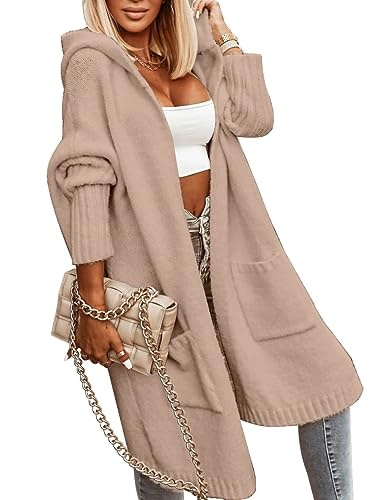 Tongmingyun Strickjacke Damen Lang Cardigan mit Kapuze Winter Grobstrickjacke Casual Lose Strickmantel Jacke Elegant Longstrickjacke Open Front Sweater Aprikose L Tongmingyun Strickjacke Damen Lang Cardigan mit Kapuze Winter Grobstrickjacke Casual Lose Strickmantel Jacke Elegant Longstrickjacke Open Front Sweater Aprikose L von Tongmingyun