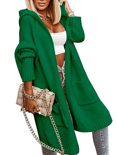 Tongmingyun Strickjacke Damen Lang Cardigan mit Kapuze Winter Grobstrickjacke Casual Lose Strickmantel Jacke Elegant Longstrickjacke Open Front Sweater Grün M Tongmingyun Strickjacke Damen Lang Cardigan mit Kapuze Winter Grobstrickjacke Casual Lose Strickmantel Jacke Elegant Longstrickjacke Open Front Sweater Grün M von Tongmingyun