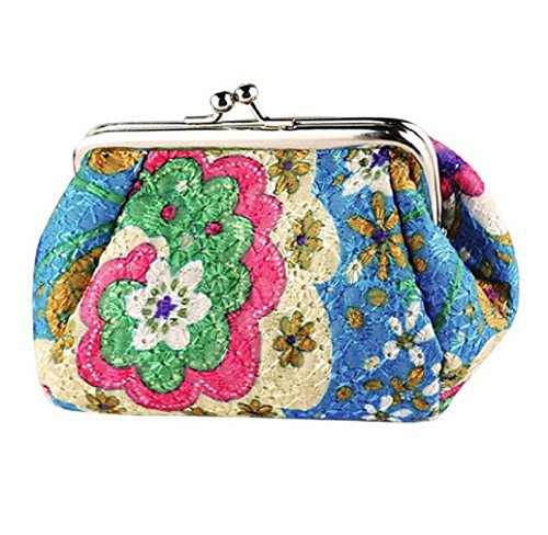 Tongshi Frauen Retro Vintage Flower Small Wallet Hasp Handtasche Kupplung Münze Damentasche (blau) von Tongshi