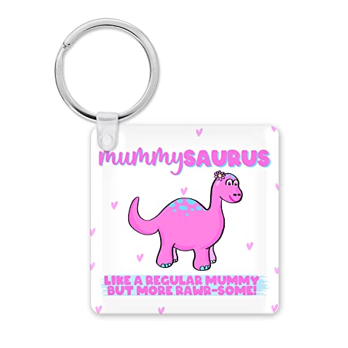 Lustiger Schlüsselanhänger Geschenk | Familie & Freunde Schlüsselanhänger Arbeit Kollegen Abschied Arbeit Geschenk | Mummysaurus | Schlüsselzubehör Silly Joke | KBH68, multi, 5.8cm x 5.8cm von Tongue in Peach