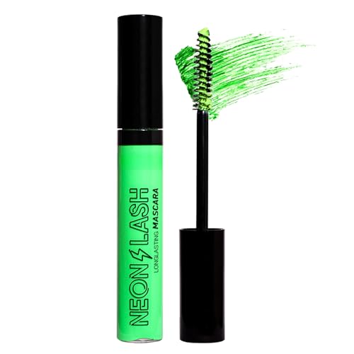 Neon UV Glow Mascara, Bunte Mascara Vegan, Wasserdichte Mascara, Neon Green Mascara, 4D Fiber Glitter Mascara, Thick & Long Smudge Proof No Clumping, for Halloween Christmas Cosplay Makeup von Tongyend