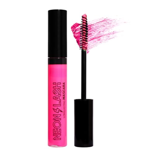 Tongyend Neon UV Glow Mascara, Bunte Mascara Vegan, Wasserdichte Mascara, Neon Pink Mascara, 4D Fiber Glitter Mascara, Thick & Long Smudge Proof No Clumping, for Halloween Christmas Cosplay Makeup von Tongyend