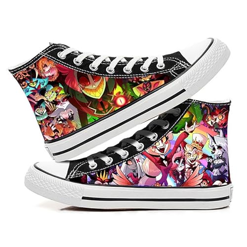 Hazbin Hotelschuhe Anime Gedruckt Leinwand Schuhe Alastor/Angel Dust/Vox/Lucifer Cosplay High Top Sneakers Unisex Mode Turnschuhe Schuhe, Typ 3, 39 1/3 EU von Tongyundacheng