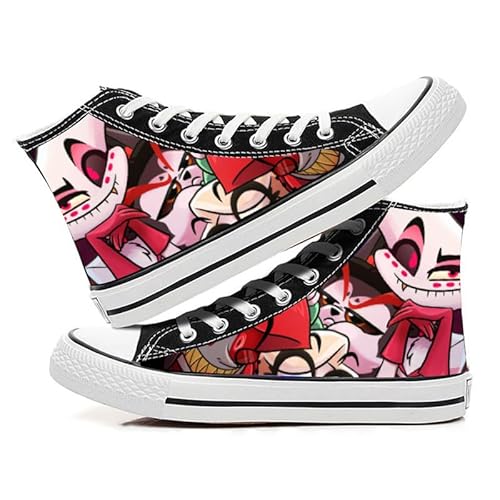 Hazbin Hotelschuhe Anime Gedruckt Leinwand Schuhe Alastor/Angel Dust/Vox/Lucifer Cosplay High Top Sneakers Unisex Mode Turnschuhe Schuhe, Typ 6, 36 2/3 EU von Tongyundacheng