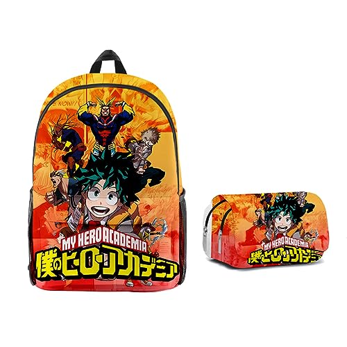 Tongyundacheng Anime My Hero Academia Rucksack 2-teiliges Set Kinder Schultasche mit Federmäppchen Schüler Büchertasche für Jungen Mädchen Fans Geschenke, Typ 12, 47*31*18cm(Backpack) von Tongyundacheng