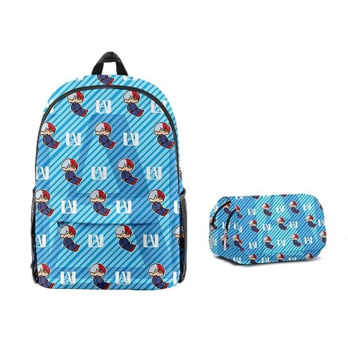 Tongyundacheng Anime My Hero Academia Rucksack 2-teiliges Set Kinder Schultasche mit Federmäppchen Schüler Büchertasche für Jungen Mädchen Fans Geschenke, Typ 16, 47*31*18cm(Backpack) von Tongyundacheng