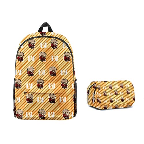 Tongyundacheng Anime My Hero Academia Rucksack 2-teiliges Set Kinder Schultasche mit Federmäppchen Schüler Büchertasche für Jungen Mädchen Fans Geschenke, Typ 17, 47*31*18cm(Backpack) von Tongyundacheng