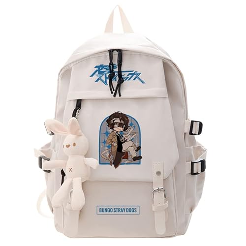 Tongyundacheng Anime Rucksack Bungo Stray Hunde Schüler Schultasche Dazai Osamu Nakahara Chuuya Druck Cartoon Reise Tagesrucksack mit Anhänger für Jungen Mädchen von Tongyundacheng