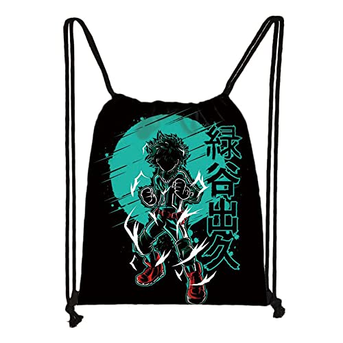 Tongyundacheng My Hero Academia Kordelzug-Beutel, bedruckter Segeltuch-Rucksack, leicht, für Sport, Fitnessstudio, Reisen, Aufbewahrungstasche, Schultaschen für Jungen und Mädchen, Teenager von Tongyundacheng