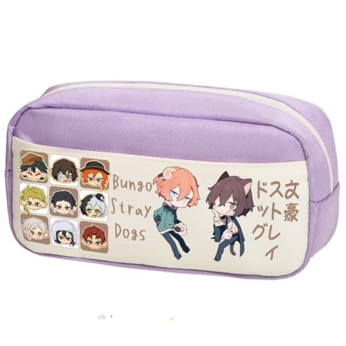 Tongyundacheng Nakahara Chuuya Federmäppchen Nakajima Atsushi Stiftebox Dazai Osamu Schreibwarenbeutel Anime BSD Merch Große Kapazität Organizer für Studenten, Typ 11, 24x10x12cm, Federmäppchen von Tongyundacheng