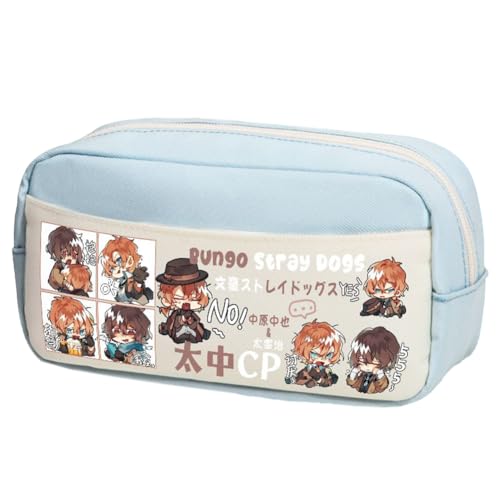 Tongyundacheng Nakahara Chuuya Federmäppchen Nakajima Atsushi Stiftebox Dazai Osamu Schreibwarenbeutel Anime BSD Merch Große Kapazität Organizer für Studenten, Typ 13, 24x10x12cm, Federmäppchen von Tongyundacheng