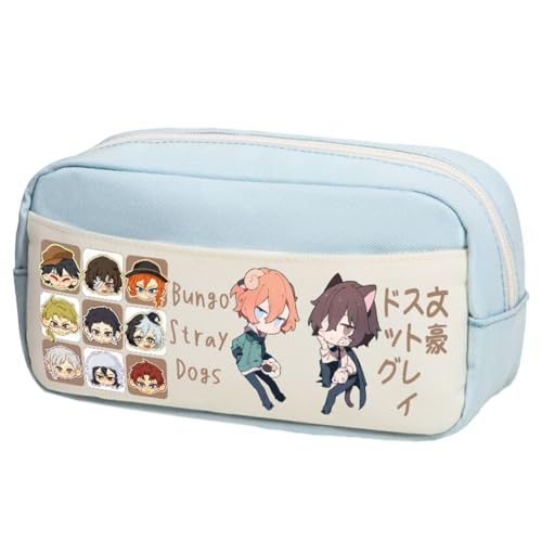Tongyundacheng Nakahara Chuuya Federmäppchen Nakajima Atsushi Stiftebox Dazai Osamu Schreibwarenbeutel Anime BSD Merch Große Kapazität Organizer für Studenten, Typ 15, 24x10x12cm, Federmäppchen von Tongyundacheng