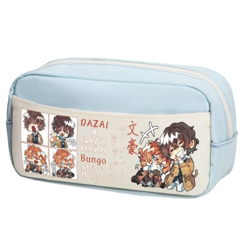 Tongyundacheng Nakahara Chuuya Federmäppchen Nakajima Atsushi Stiftebox Dazai Osamu Schreibwarenbeutel Anime BSD Merch Große Kapazität Organizer für Studenten, Typ 16, 24x10x12cm, Federmäppchen von Tongyundacheng