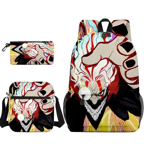 Tongyundacheng Okarun Rucksack Kinder Schultasche Anime Ayase Momo Takakura Ken Turbo Granny Print Student Rucksack mit Lunchtasche und Federmäppchen 3-teiliges Set, Typ 1, 40x30x13cm von Tongyundacheng