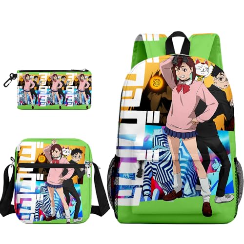 Tongyundacheng Okarun Rucksack Kinder Schultasche Anime Ayase Momo Takakura Ken Turbo Granny Print Student Rucksack mit Lunchtasche und Federmäppchen 3-teiliges Set, Typ 10, 40x30x13cm von Tongyundacheng