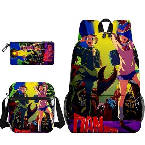 Tongyundacheng Okarun Rucksack Kinder Schultasche Anime Ayase Momo Takakura Ken Turbo Granny Print Student Rucksack mit Lunchtasche und Federmäppchen 3-teiliges Set, Typ 12, 40x30x13cm von Tongyundacheng